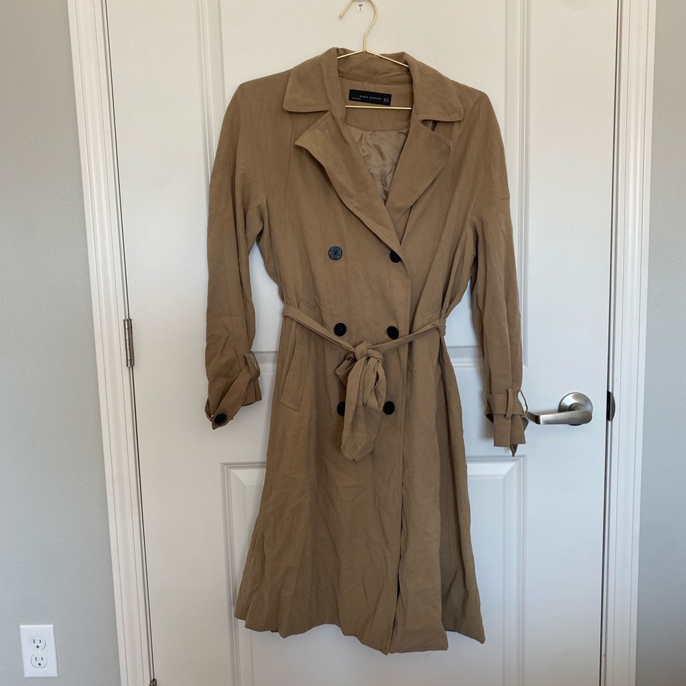Zara Woman Tan Trench Coat with Belt